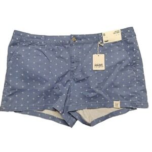 ANA Women‎ Size 18 Blue Shiburi Geo Mid-Rise Twill 3.5" Shorts  NEW
